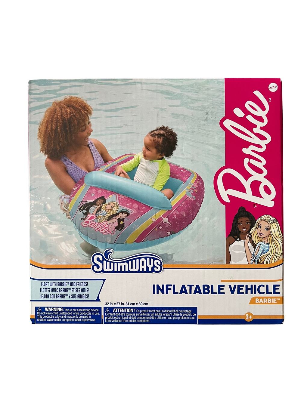 Swimways  Barbie Inflatable Water Boat Vehicle For Kids  Aged 3 & Up